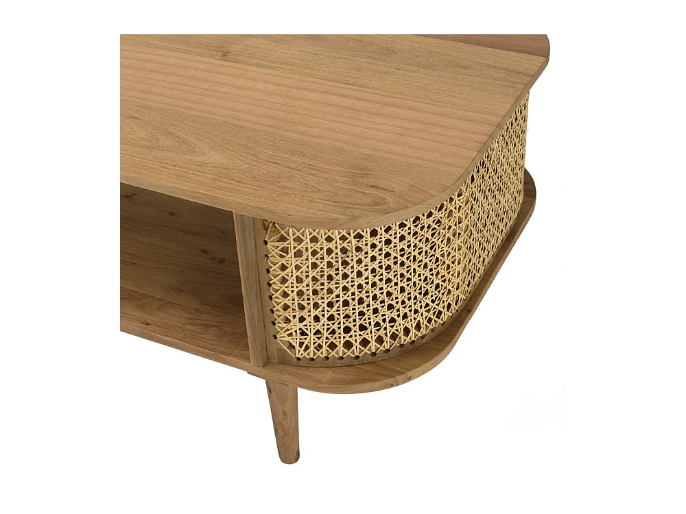 ISA - Meuble TV marron bois de jamelonier et cannage couleur naturelle