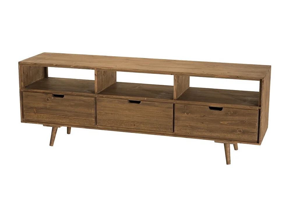 ANDY - Meuble TV scandi bois marron 3 tiroirs 3 niches