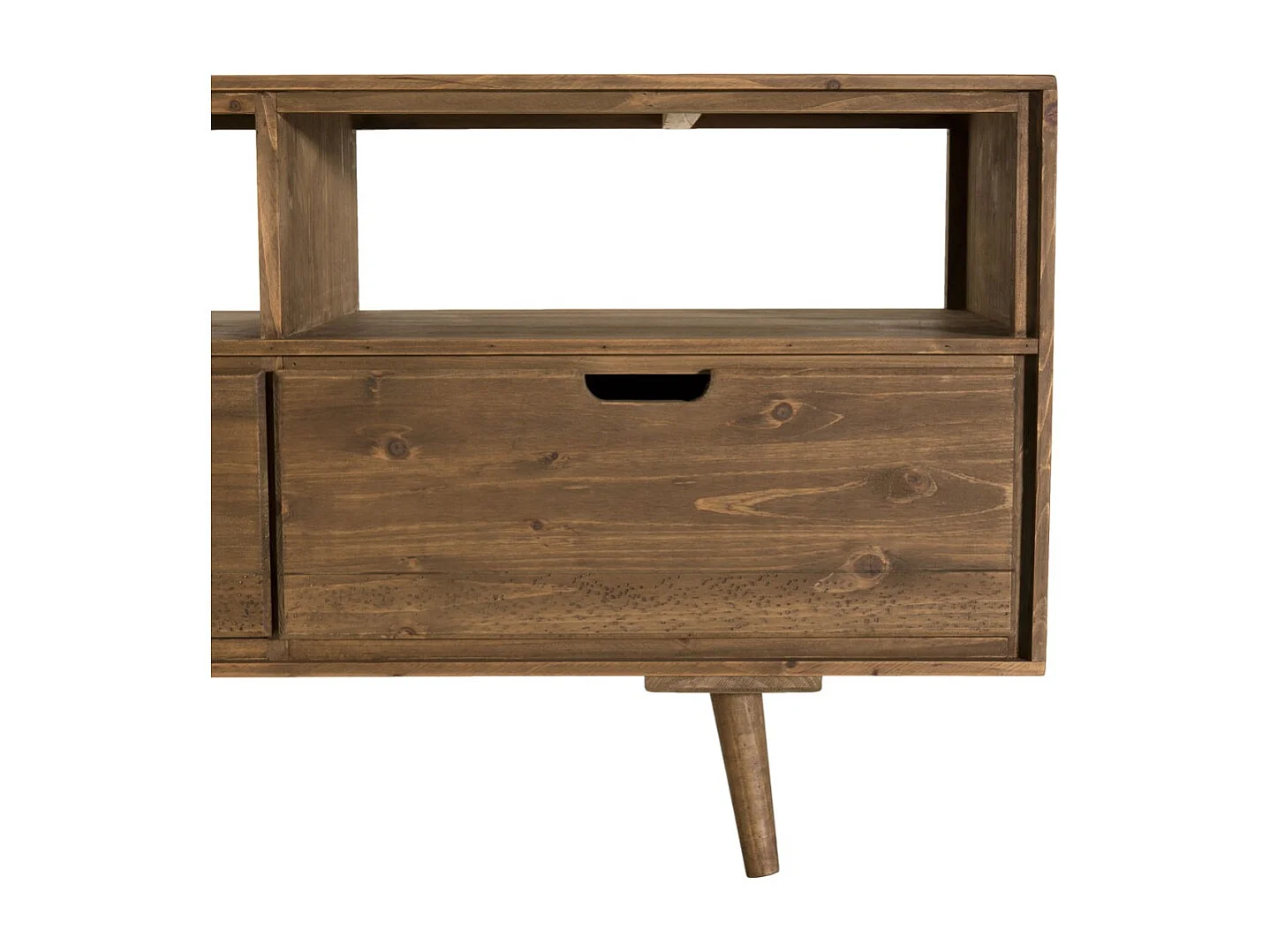 ANDY - Meuble TV scandi bois marron 3 tiroirs 3 niches