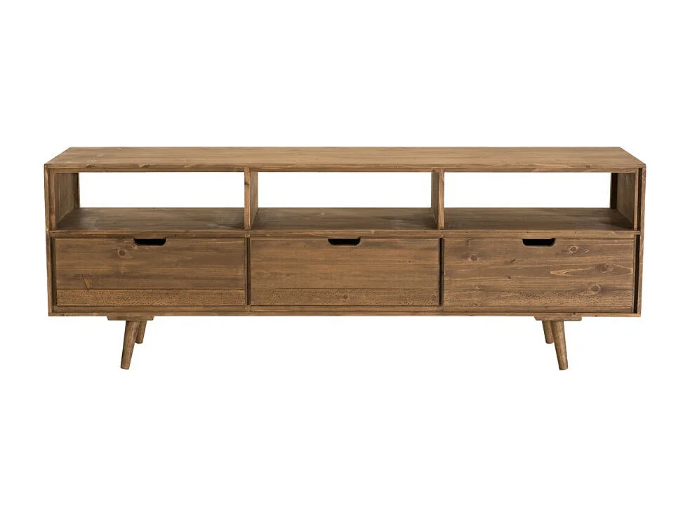 ANDY - Meuble TV scandi bois marron 3 tiroirs 3 niches