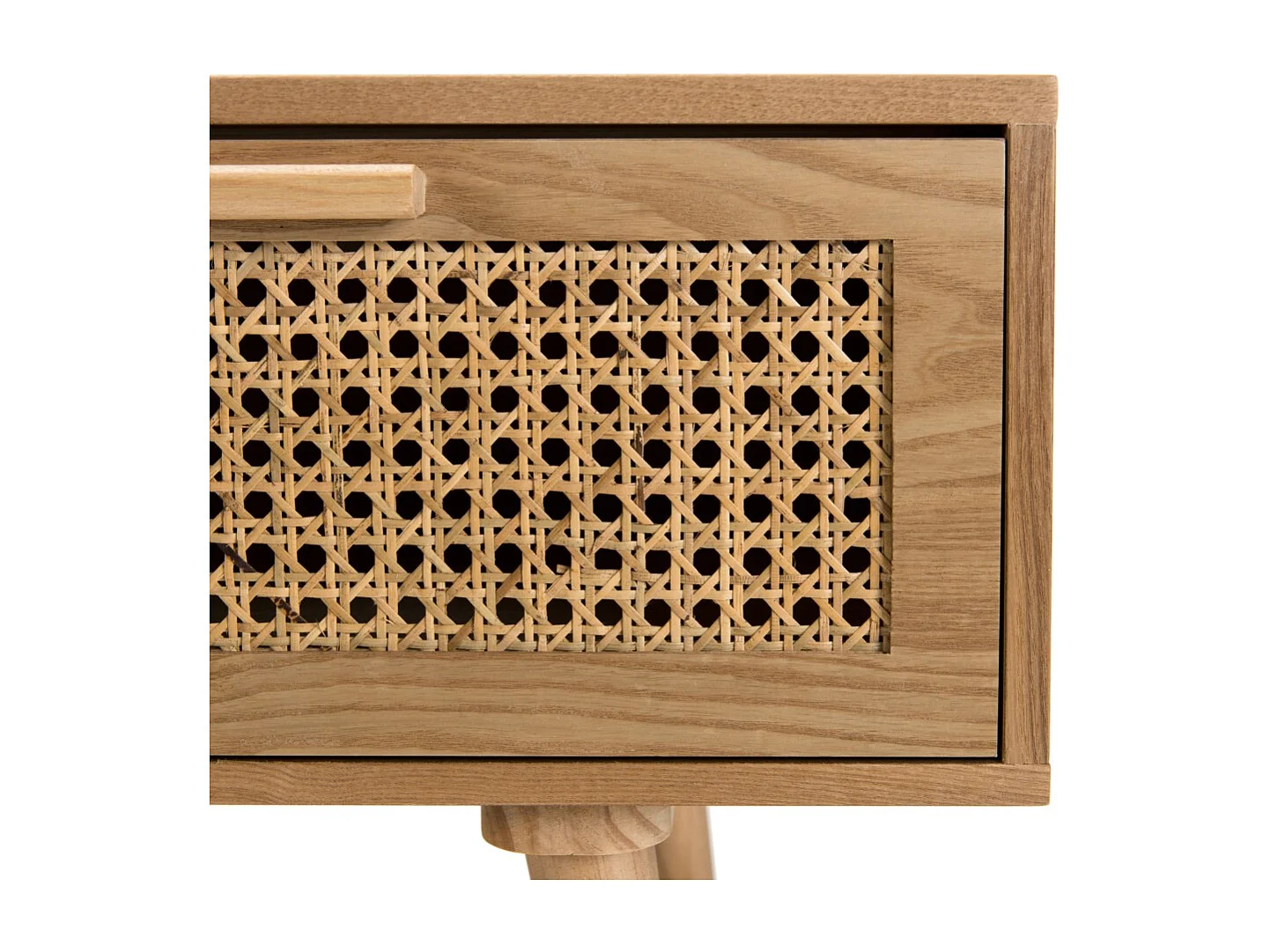 RODRIGO - Meuble TV couleur naturelle 3 tiroirs bois cannage