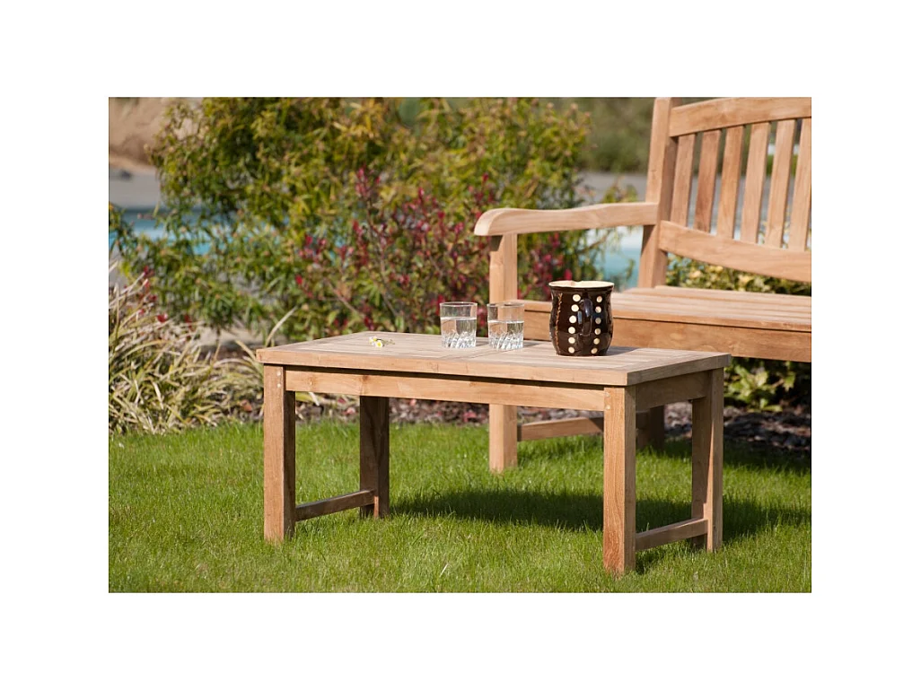 FUN - Table basse de jardin rectangulaire 90x45cm en bois Teck
