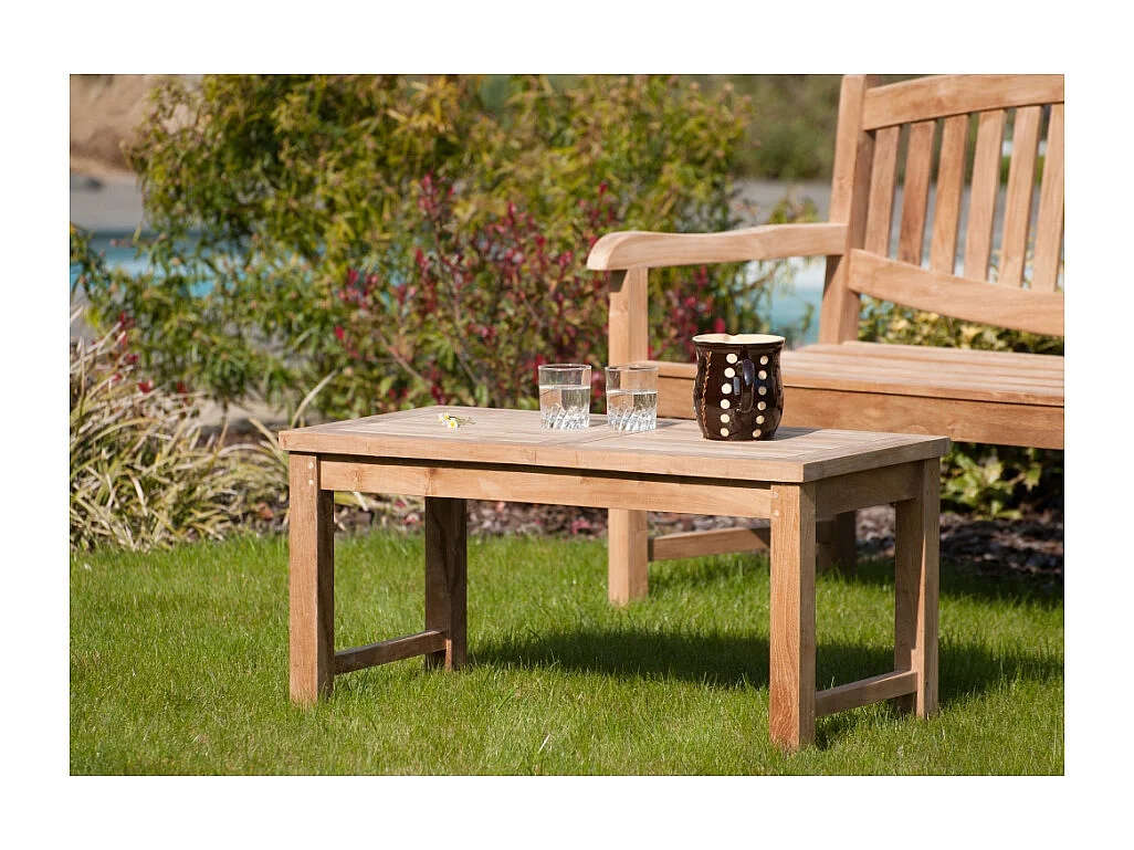 FUN - Table basse de jardin rectangulaire 90x45cm en bois Teck