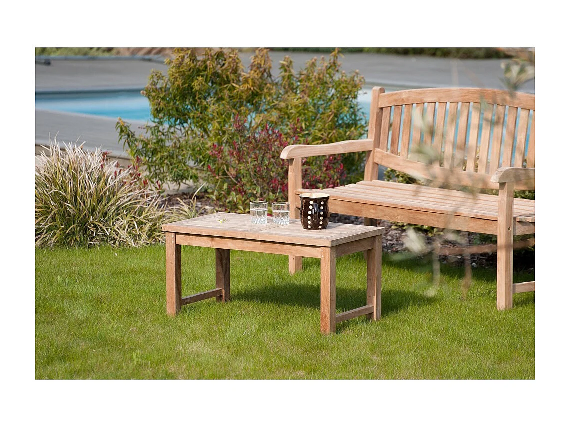FUN - Table basse de jardin rectangulaire 90x45cm en bois Teck