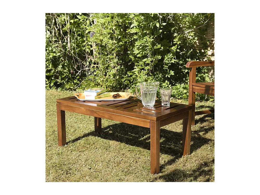 MAEVA - Table basse de jardin rectangulaire 100 x 50 cm en bois teck huilé