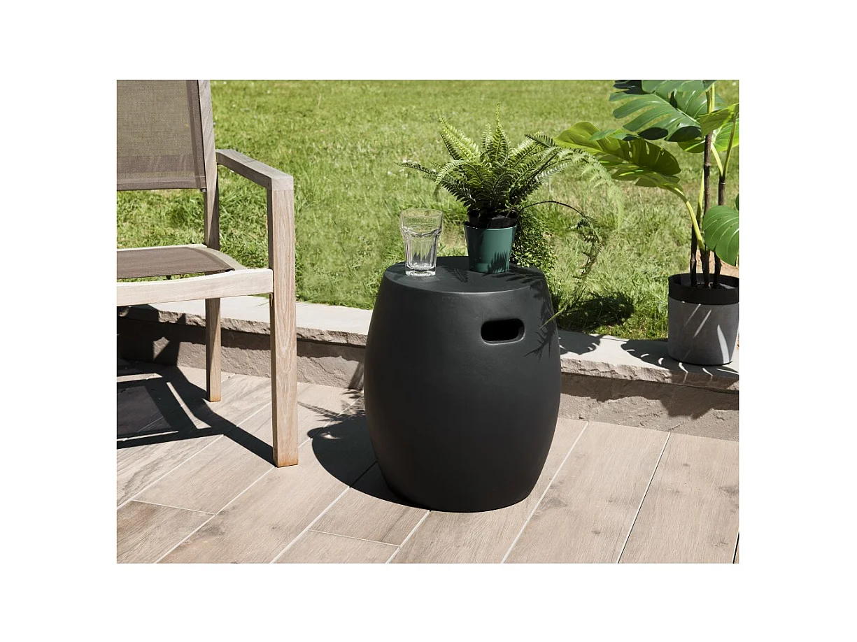 HECTOR - Table d'appoint de jardin ronde béton 43x43 cm noir