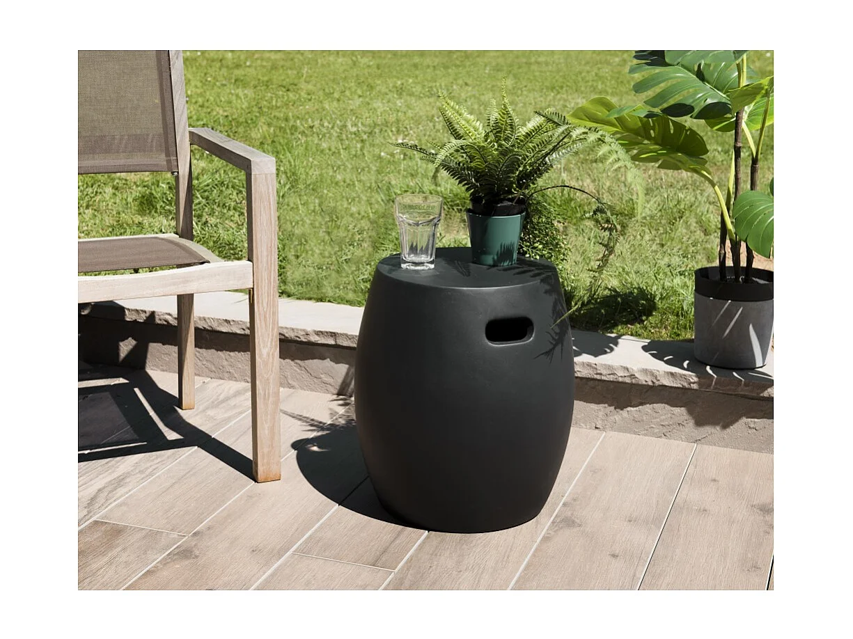 HECTOR - Table d'appoint de jardin ronde béton 43x43 cm noir