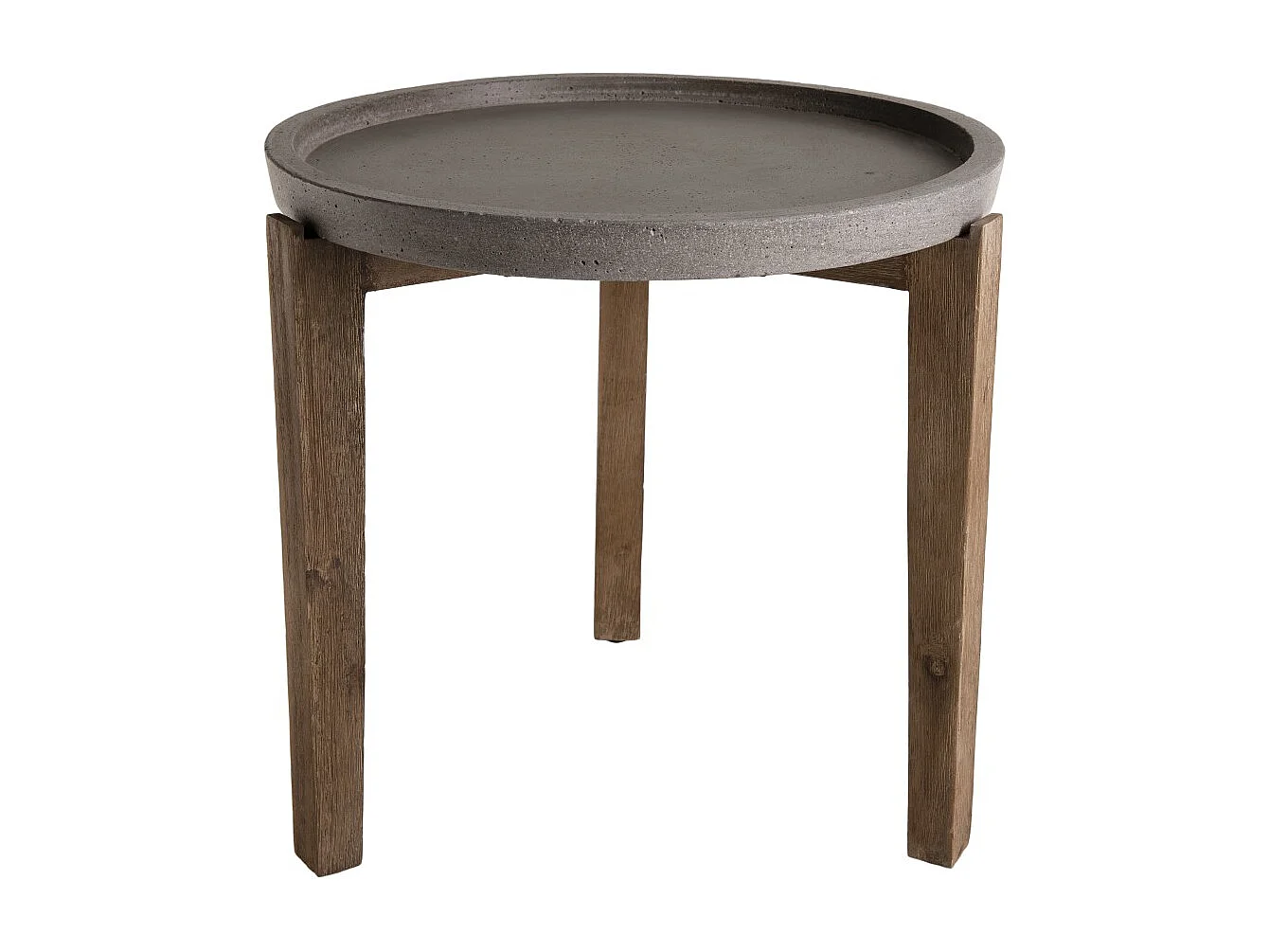 HECTOR - Table d'appoint de jardin béton diam 50 cm pieds bois acacia