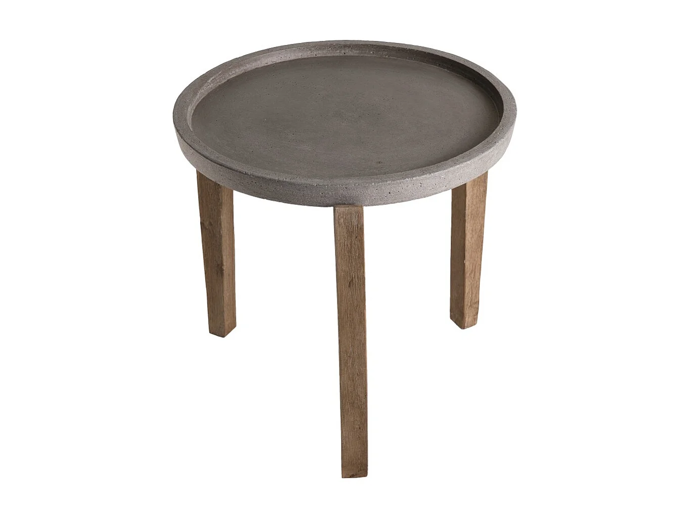HECTOR - Table d'appoint de jardin béton diam 50 cm pieds bois acacia