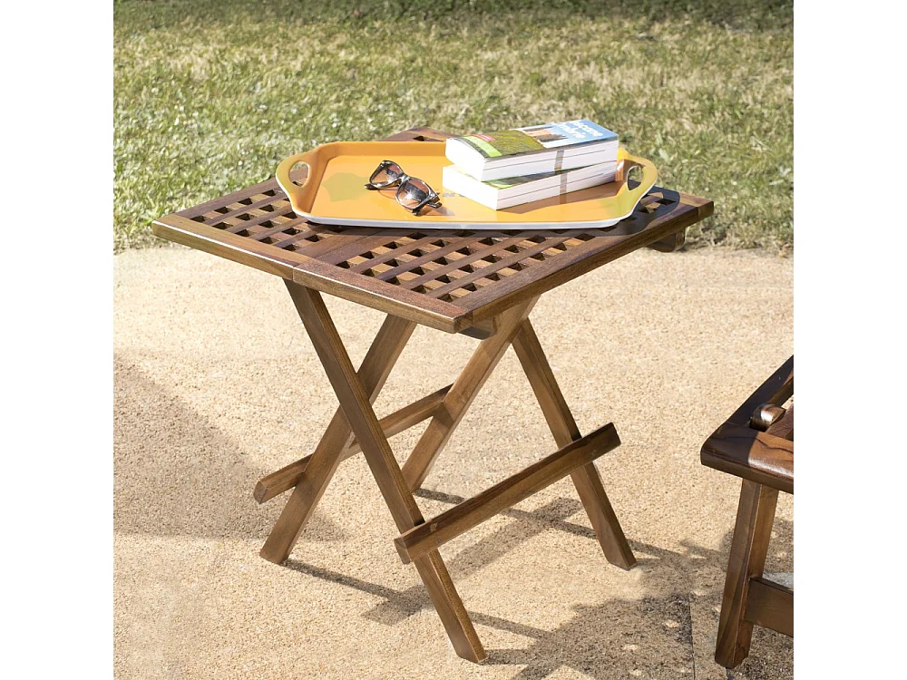 MAEVA - Table pique nique de jardin carrée 50x50cm bois teck huilé