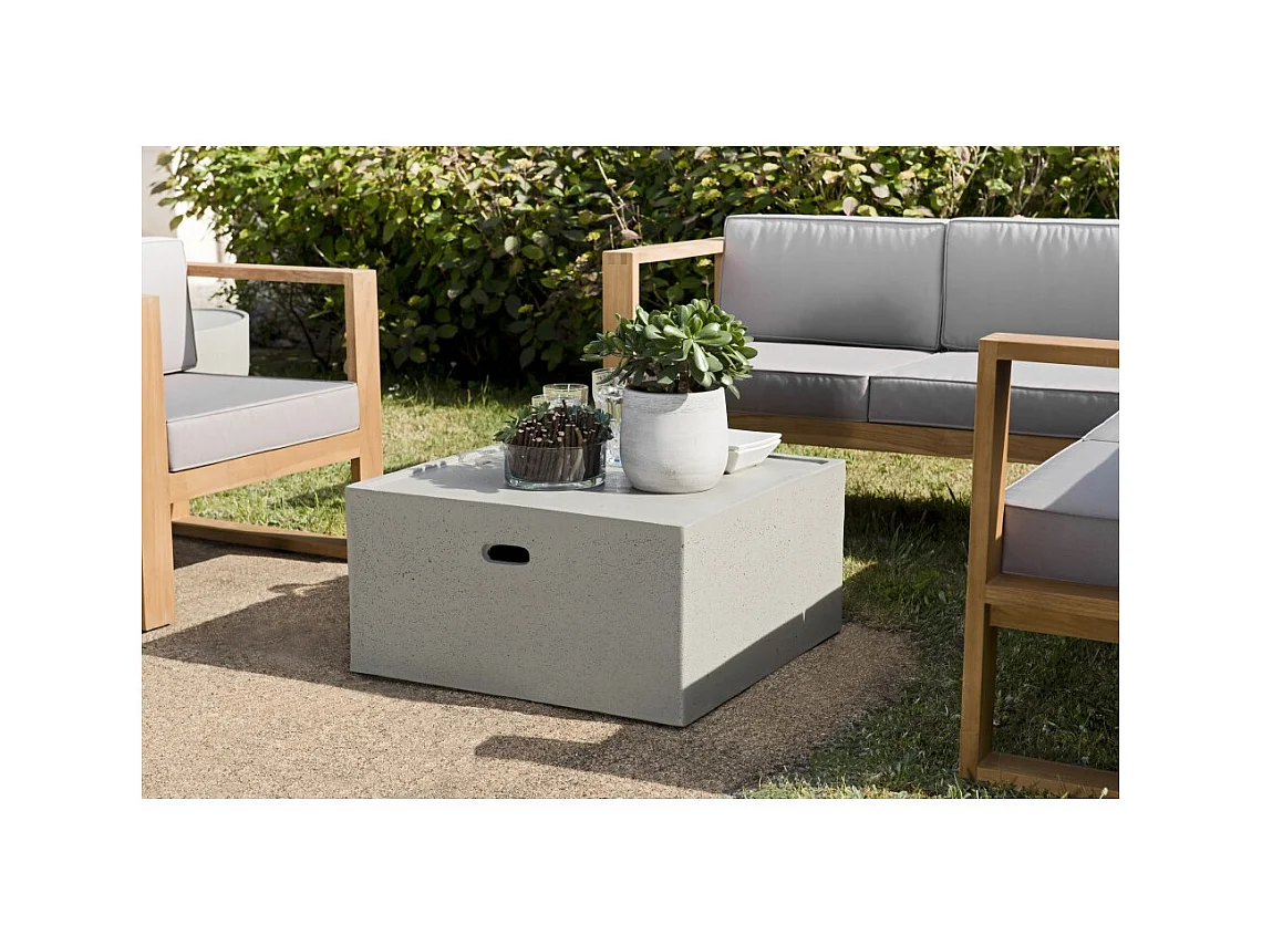 HECTOR - Table basse de jardin carrée 68x68 cm béton gris