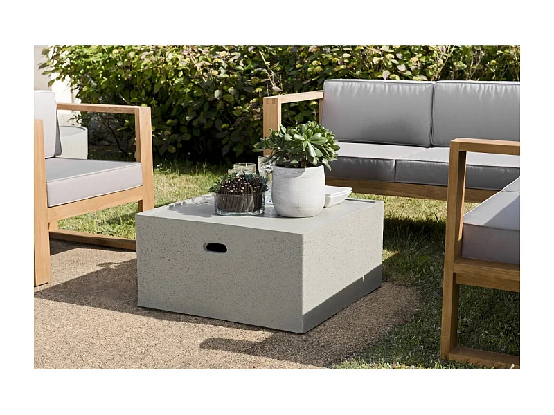HECTOR - Table basse de jardin carrée 68x68 cm béton gris