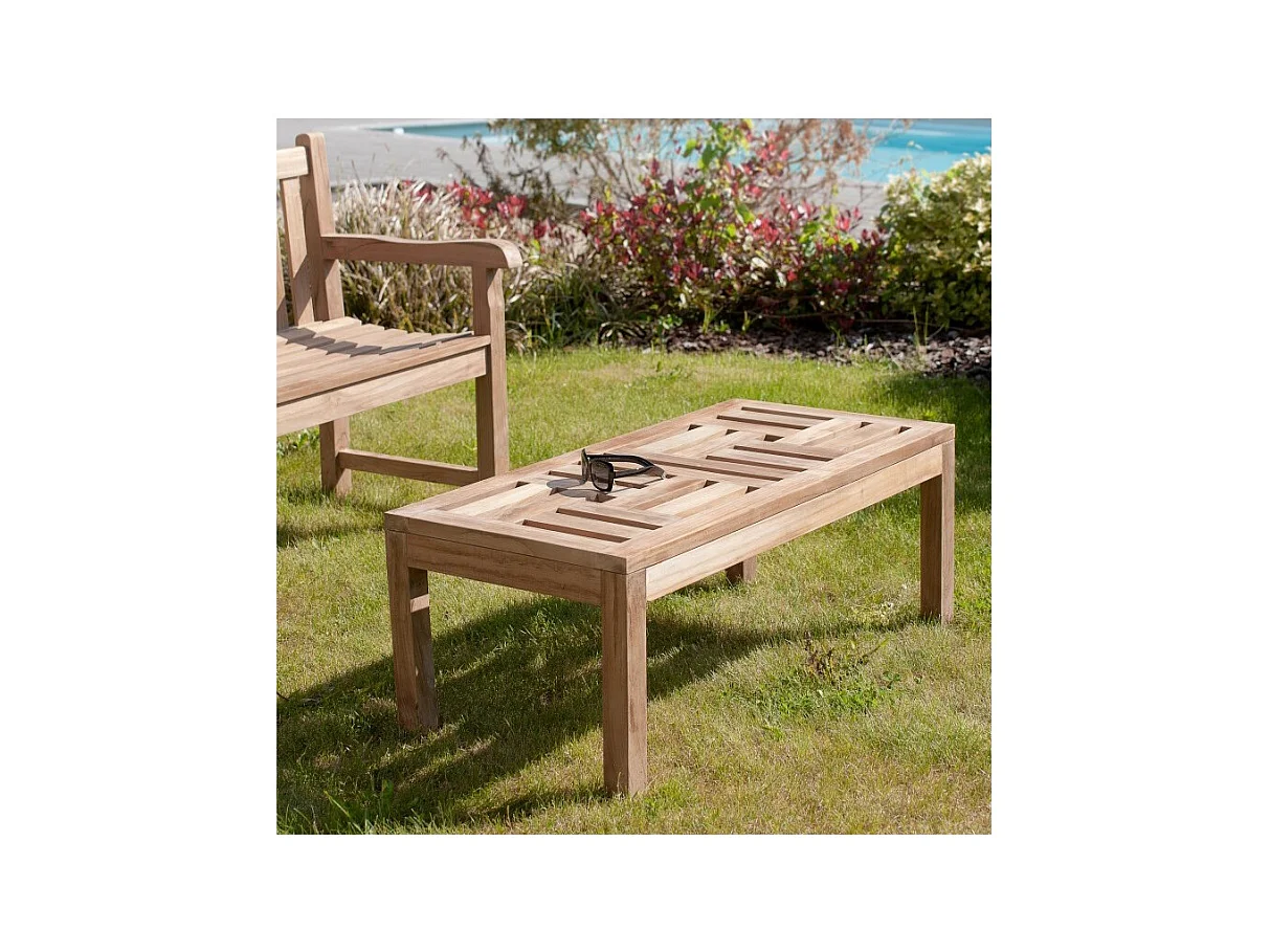 FUN - Table basse de jardin rectangulaire 100x50cm en bois Teck