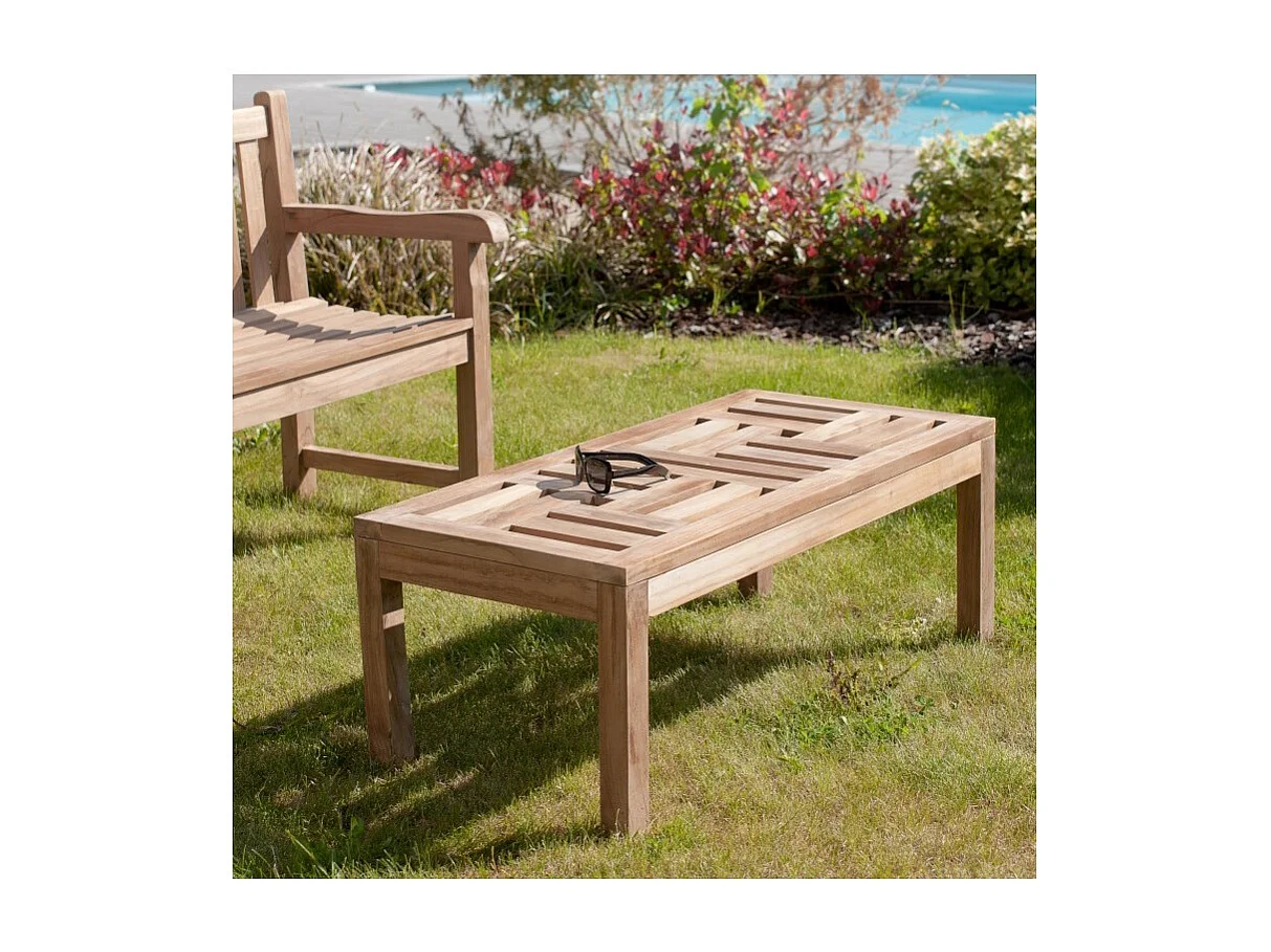 FUN - Table basse de jardin rectangulaire 100x50cm en bois Teck