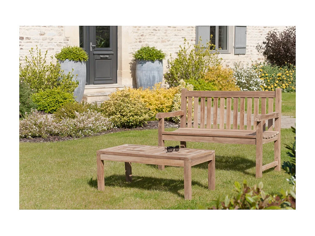 FUN - Table basse de jardin rectangulaire 100x50cm en bois Teck
