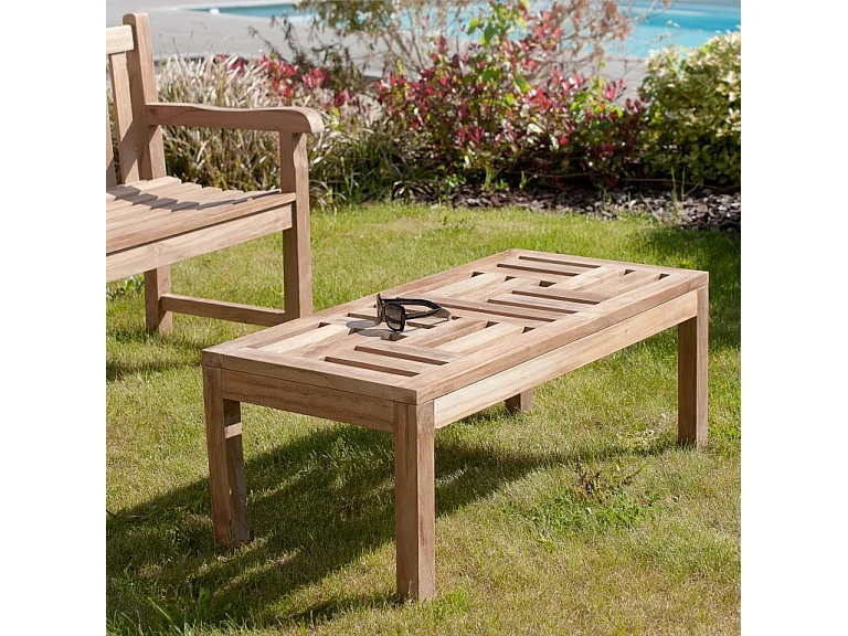 FUN - Table basse de jardin rectangulaire 100x50cm en bois Teck