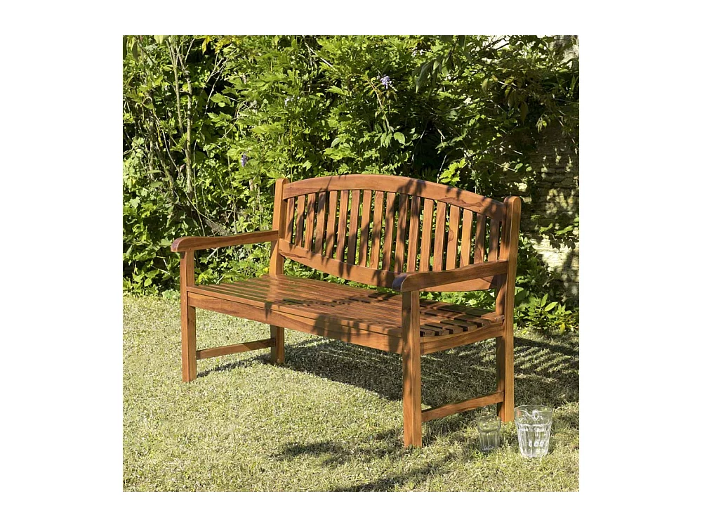 MAEVA - Banc de jardin ovale en bois teck huilé