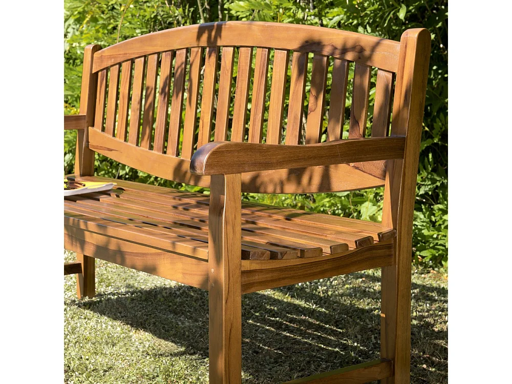 MAEVA - Banc de jardin ovale en bois teck huilé