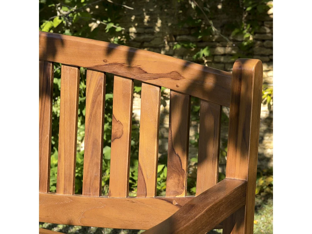 MAEVA - Banc de jardin ovale en bois teck huilé