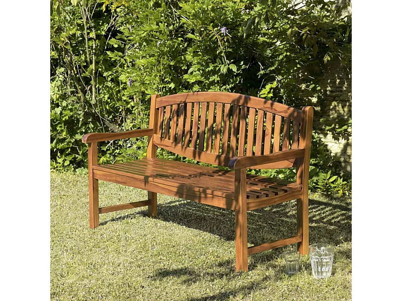 MAEVA - Banc de jardin ovale en bois teck huilé