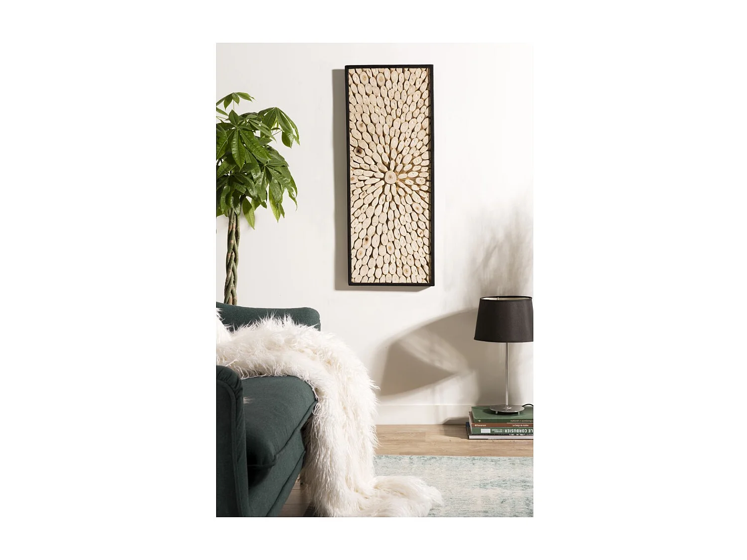 SAM - Décoration murale rect. 100x40cm branches bois Teck nature