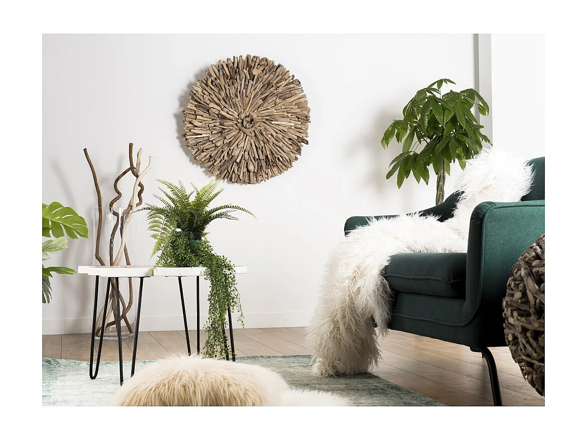 SAM - Décoration murale ronde 80x80cm bois flotté