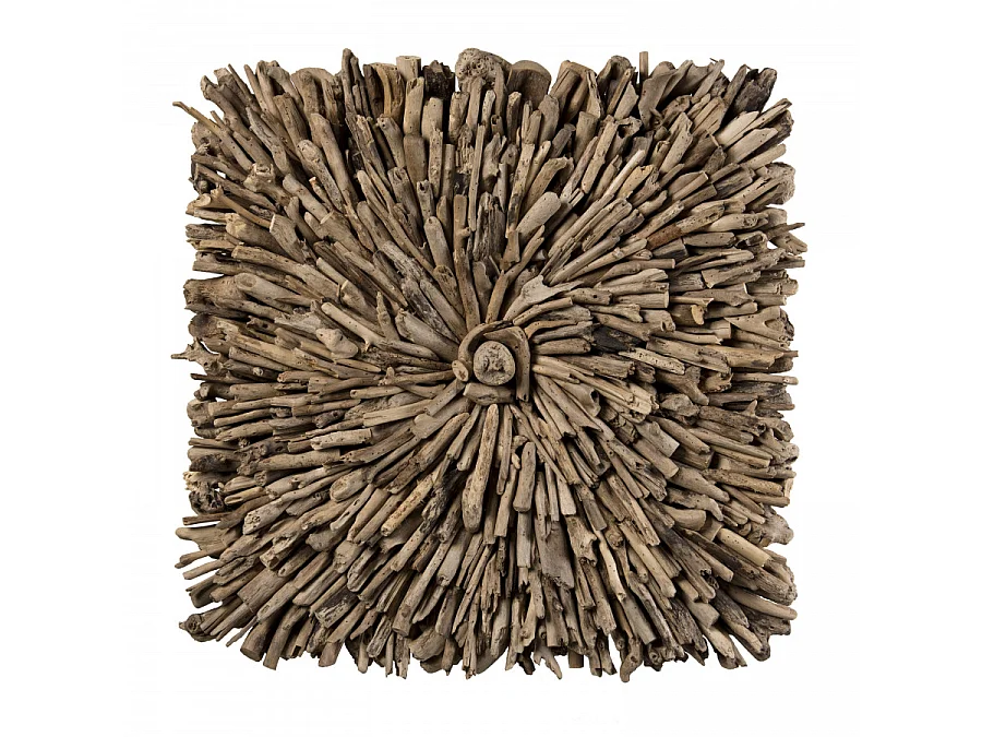 SUZY - Décoration murale carrée 90x90cm bois flotté