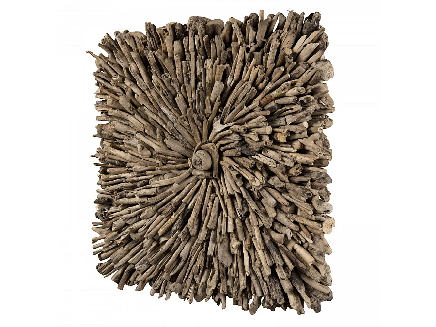 SUZY - Décoration murale carrée 90x90cm bois flotté