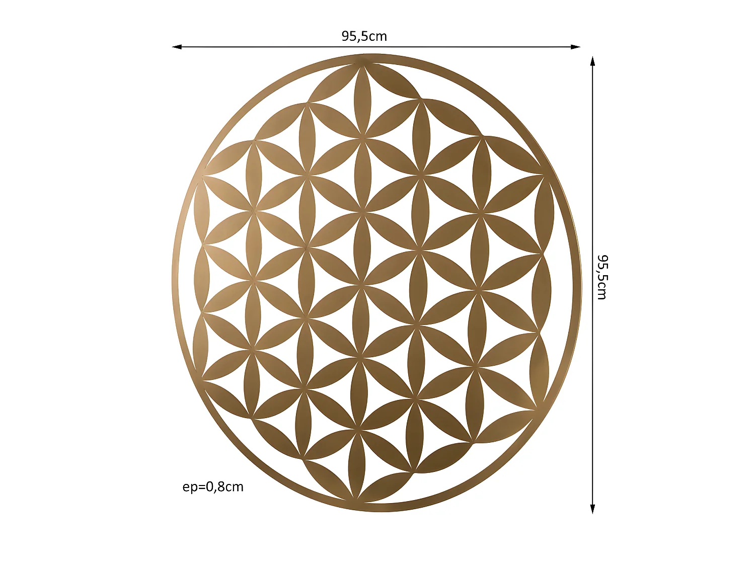 THEODORE - Décoration murale ronde 95x95cm métal doré