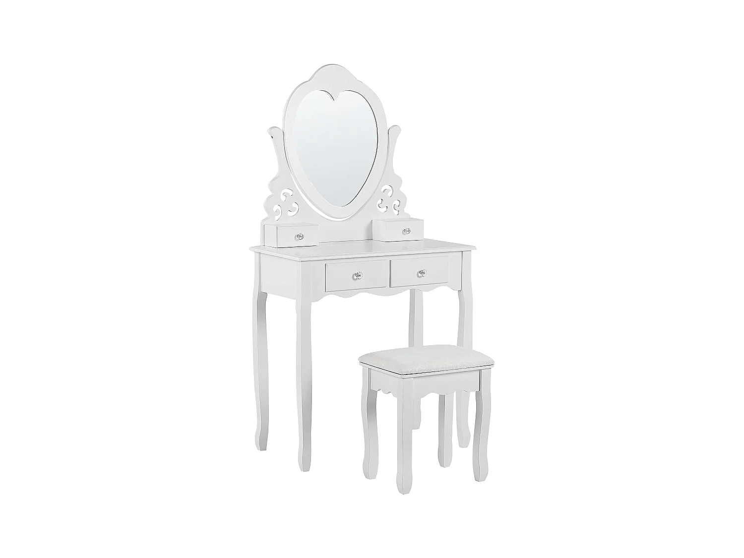Coiffeuse avec miroir et tabouret DIVA Blanc