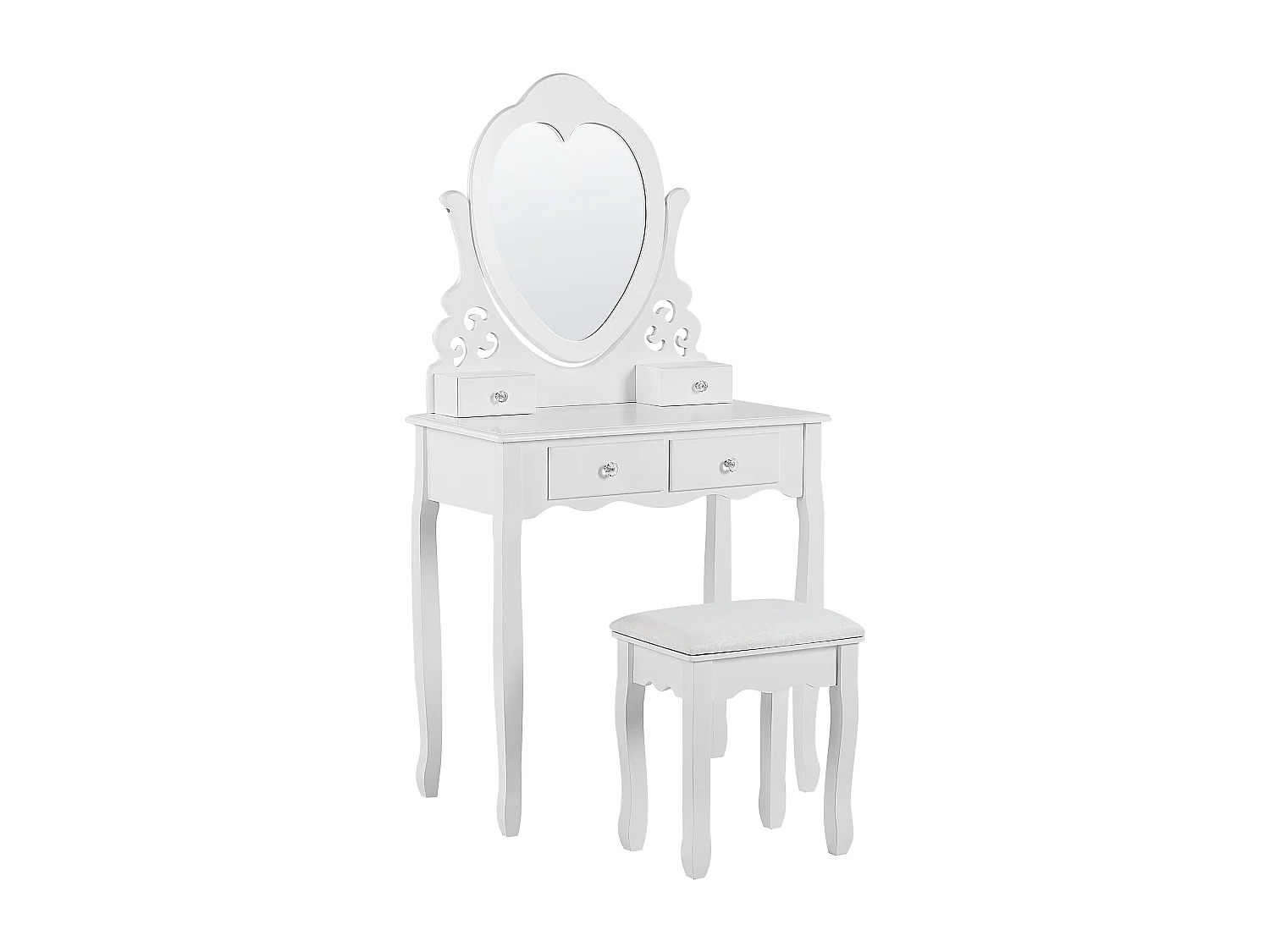 Coiffeuse avec miroir et tabouret DIVA Blanc