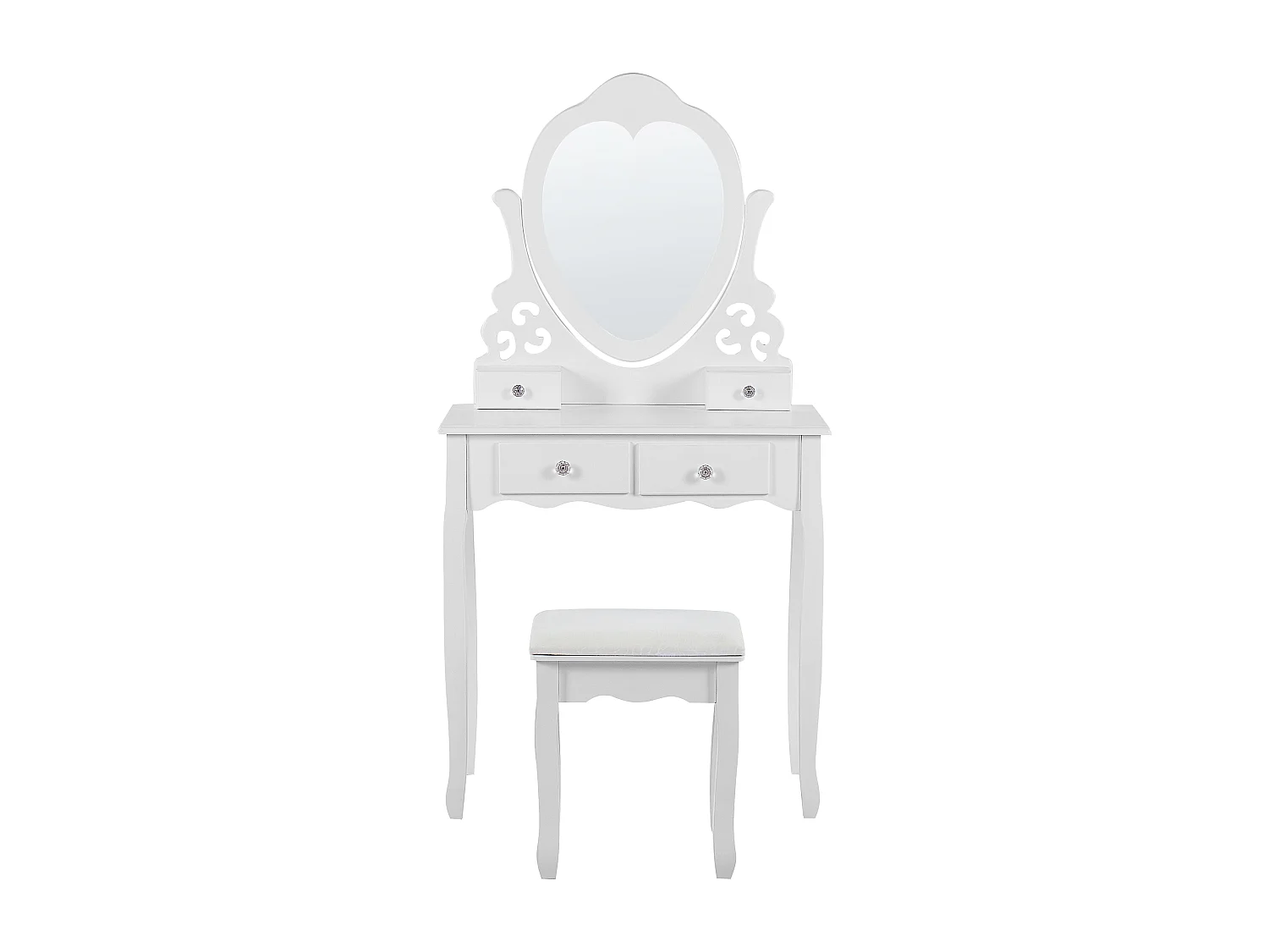 Coiffeuse avec miroir et tabouret DIVA Blanc