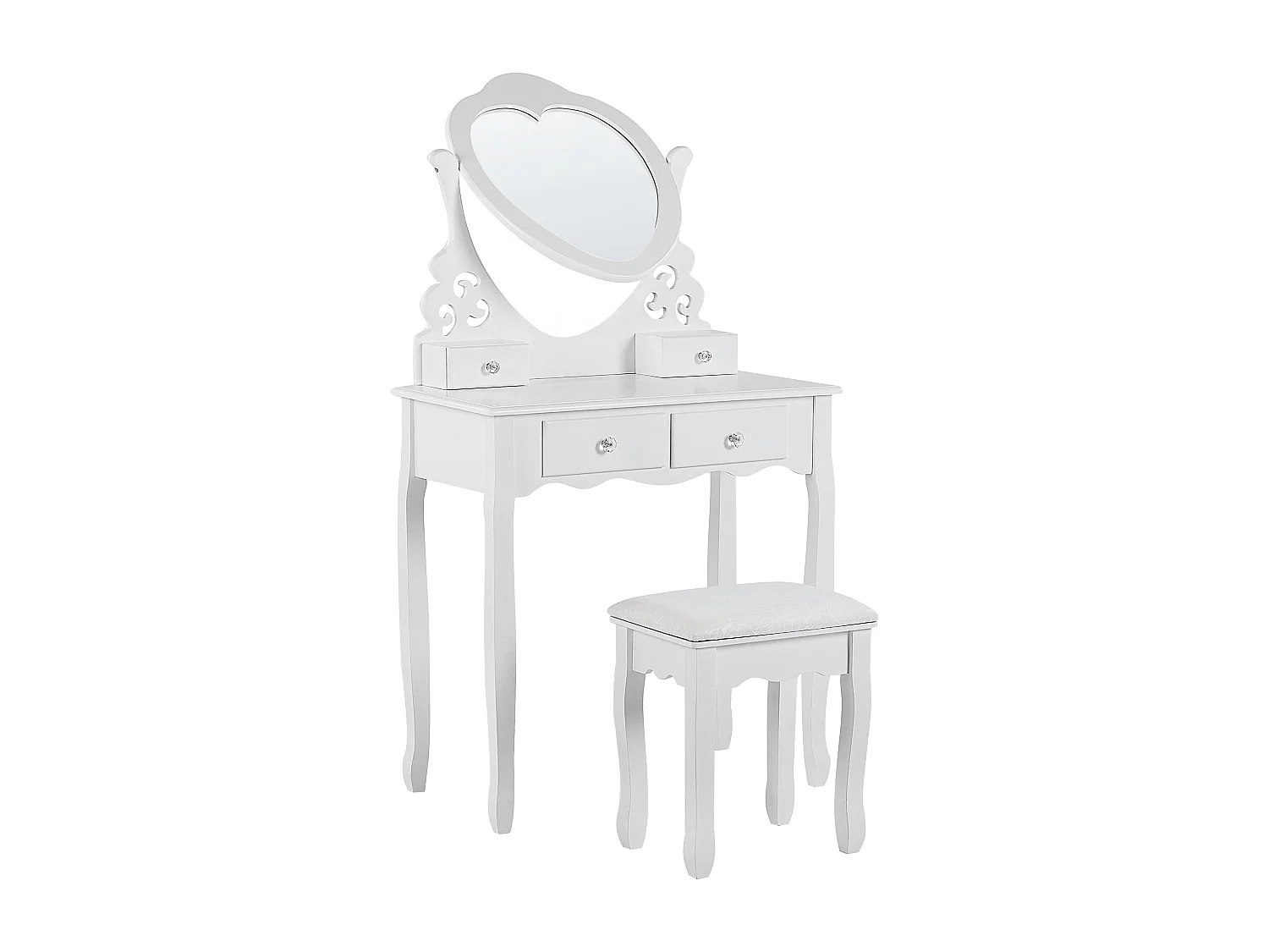 Coiffeuse avec miroir et tabouret DIVA Blanc
