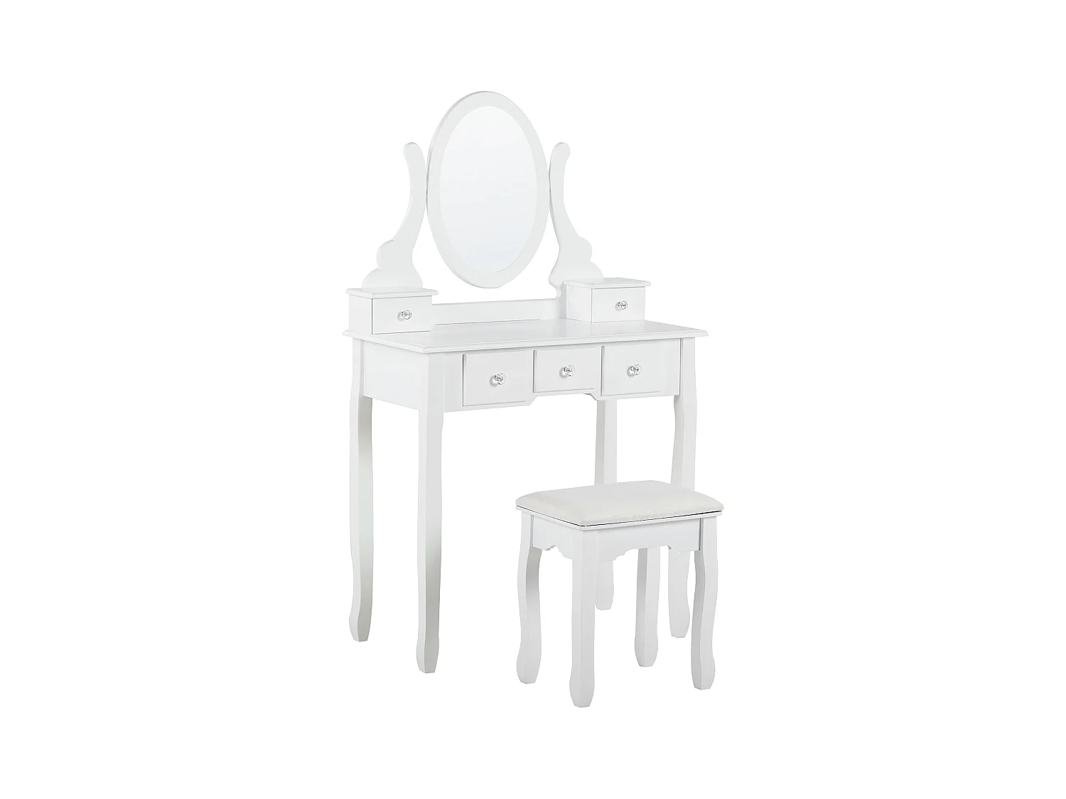 Coiffeuse avec miroir et tabouret GALAXIE Blanc