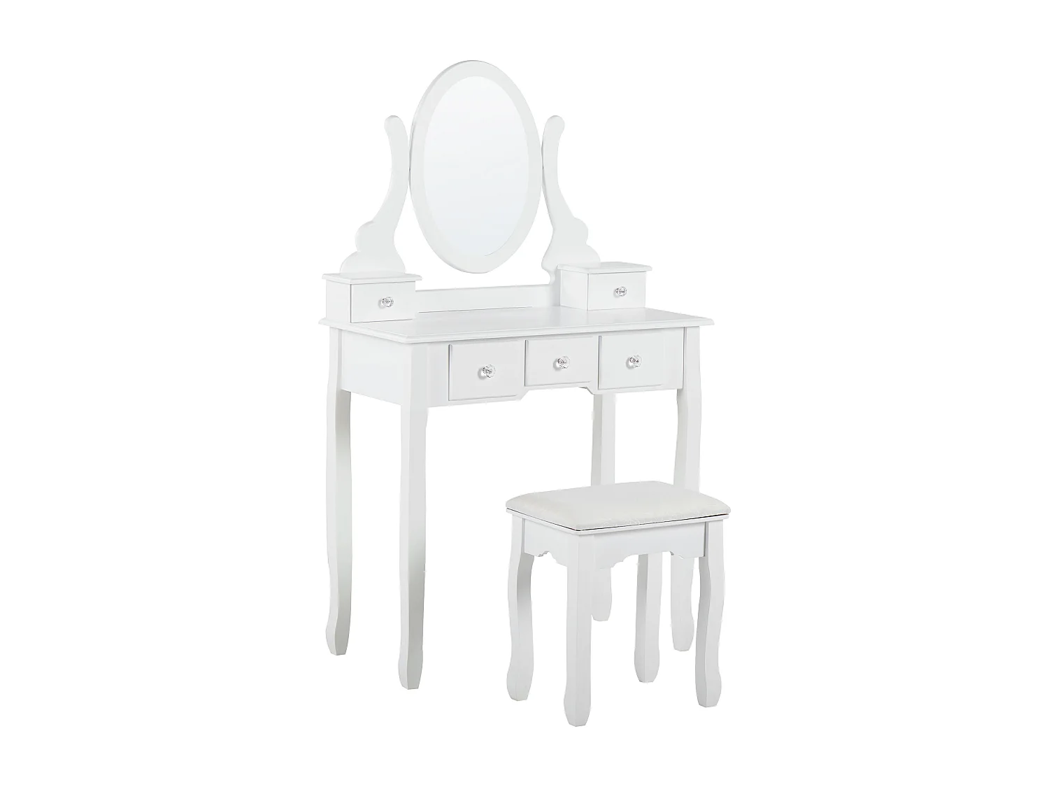 Coiffeuse avec miroir et tabouret GALAXIE Blanc