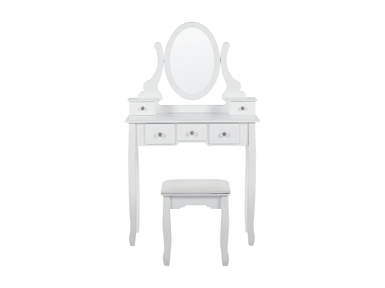 Coiffeuse avec miroir et tabouret GALAXIE Blanc
