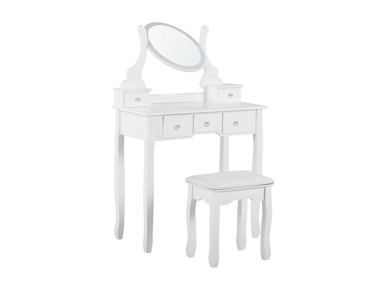 Coiffeuse avec miroir et tabouret GALAXIE Blanc