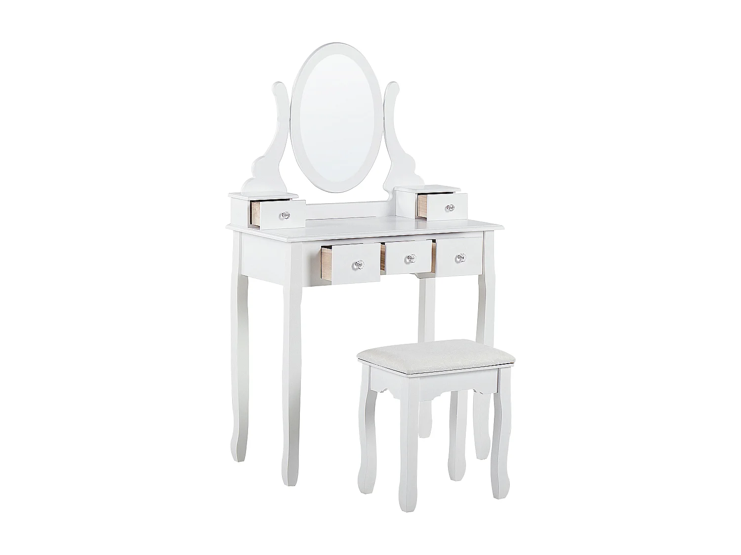 Coiffeuse avec miroir et tabouret GALAXIE Blanc