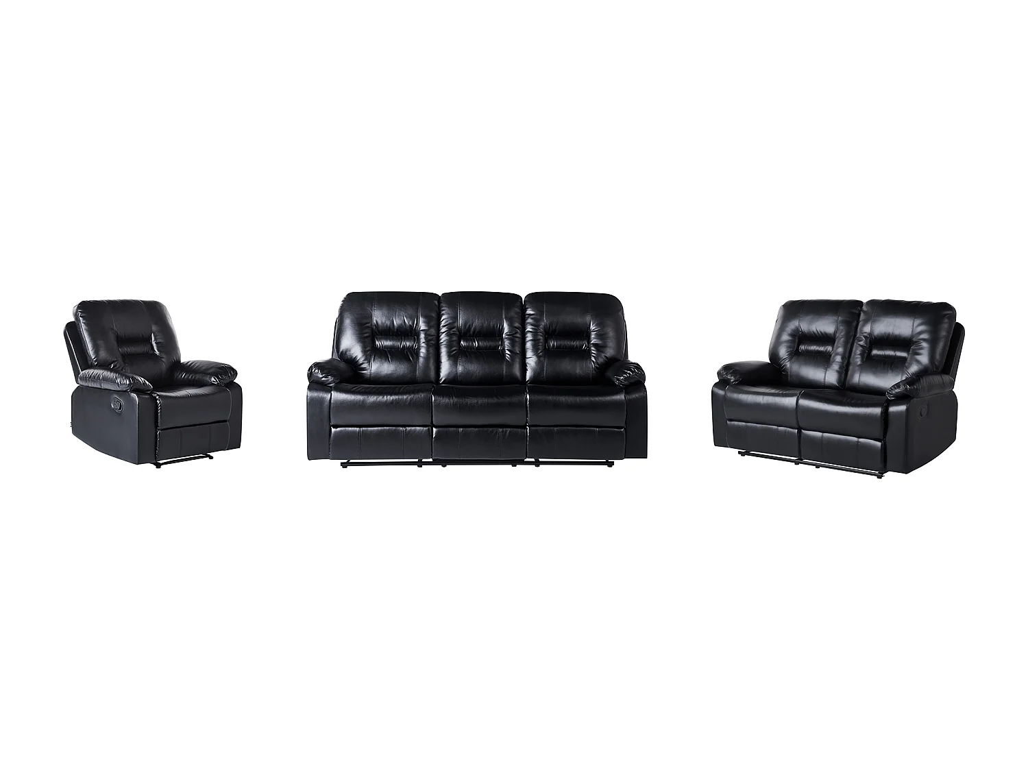 Ensemble de salon relax manuel 6 places BERGEN Cuir PU Noir