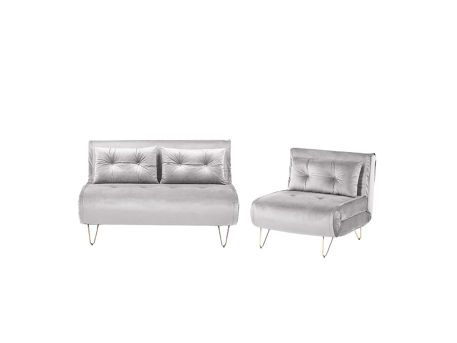 Stilvolles und elegantes 3-Sitzer Sofa Set Samtstoff in Grau Metalbeine Vestfold