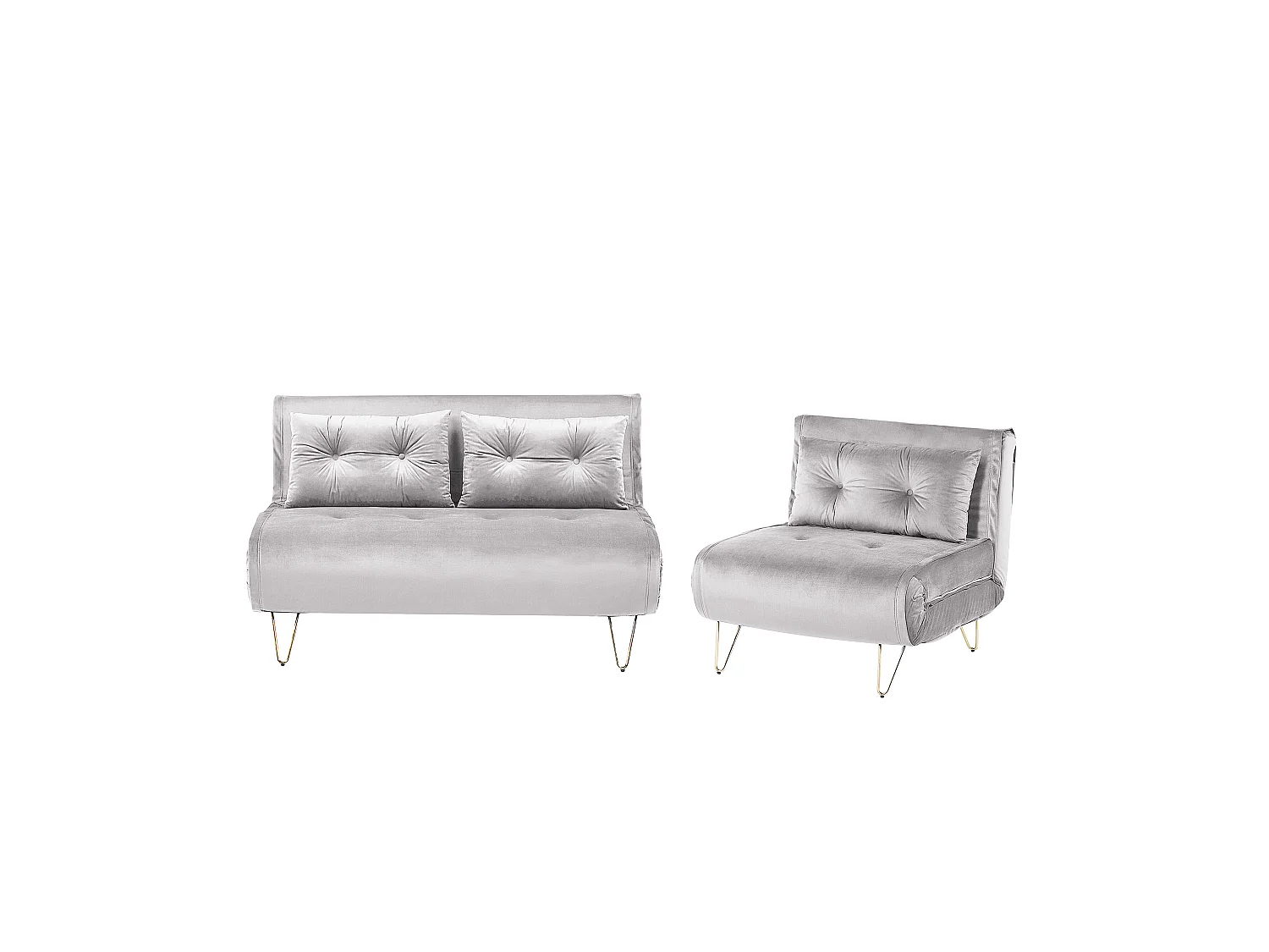 Stilvolles und elegantes 3-Sitzer Sofa Set Samtstoff in Grau Metalbeine Vestfold