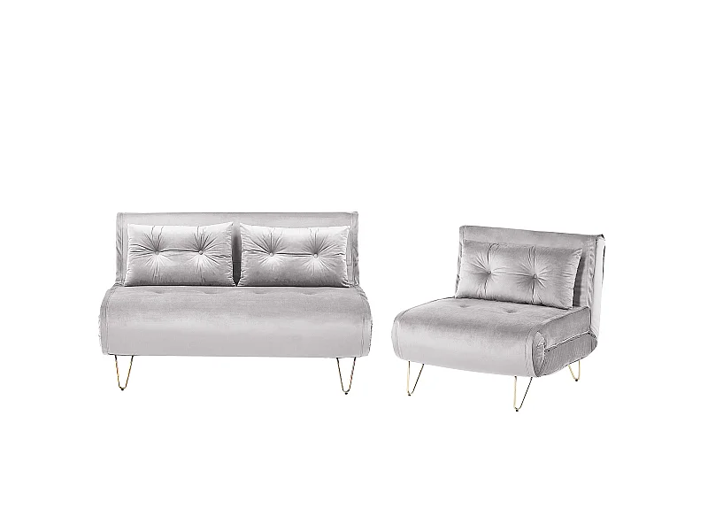Stilvolles und elegantes 3-Sitzer Sofa Set Samtstoff in Grau Metalbeine Vestfold