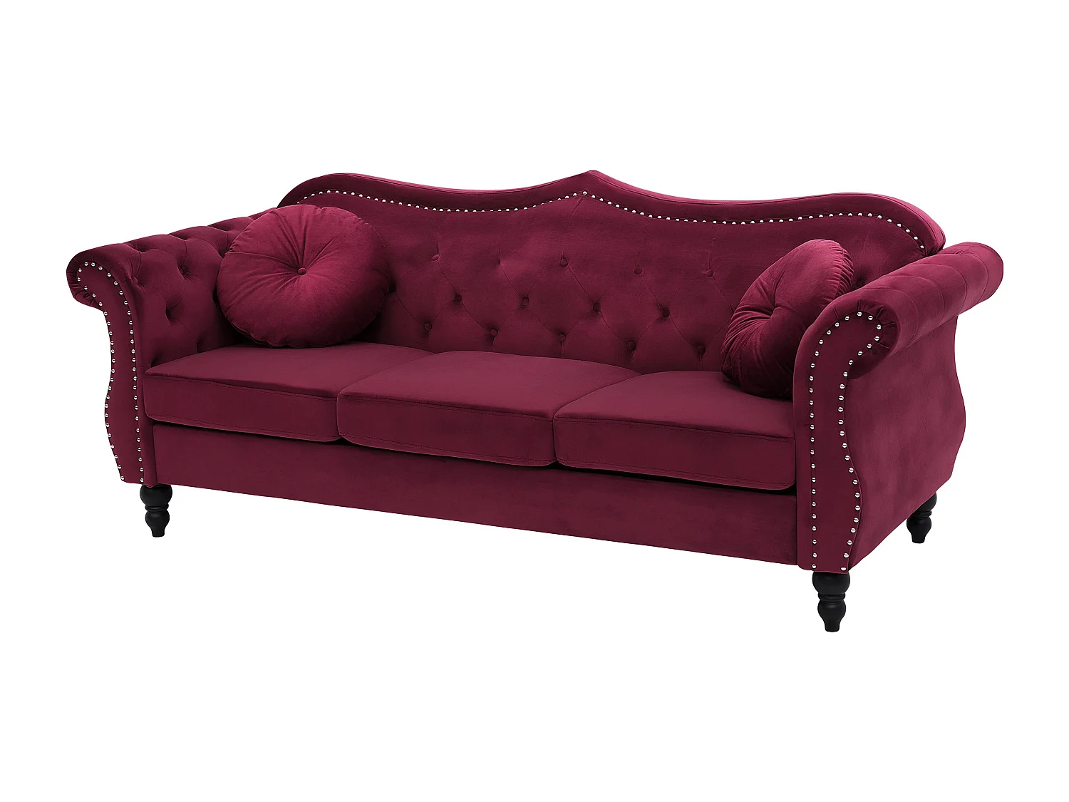 Ensemble de salon 5 places SKIEN Velours Rouge foncé