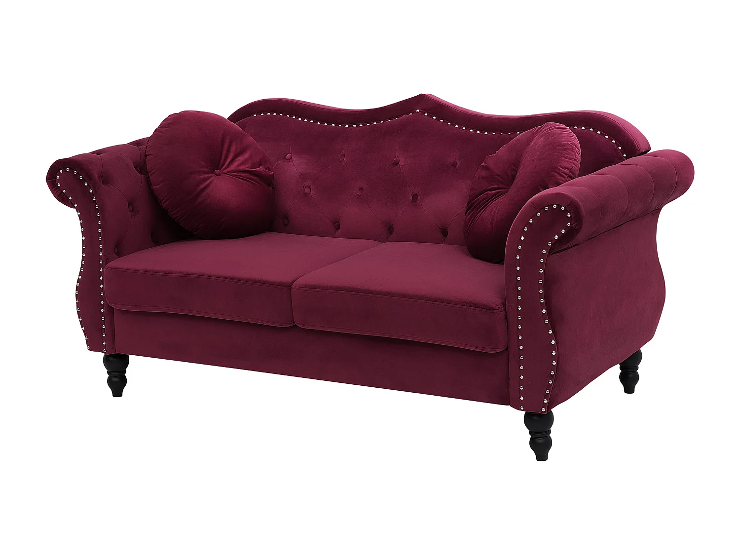 Ensemble de salon 5 places SKIEN Velours Rouge foncé