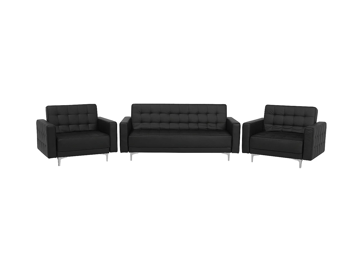 Ensemble de salon 5 places ABERDEEN Cuir PU Noir