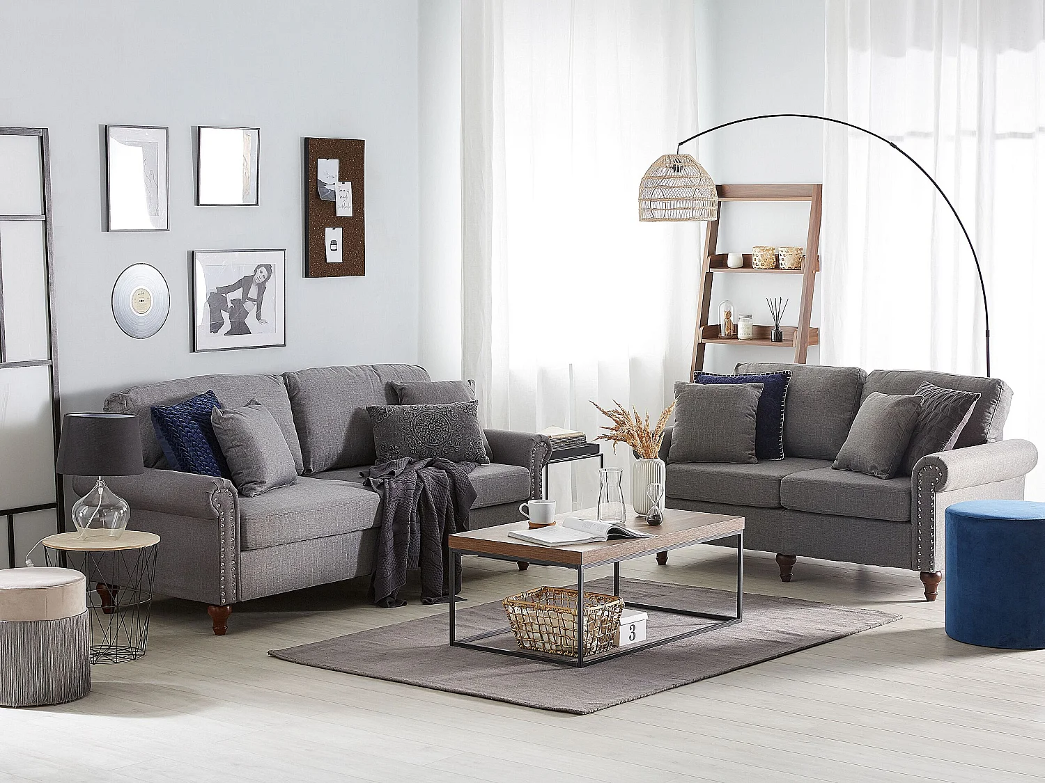 Ensemble de canapés 2 + 3 places en tissu gris clair OTRA II