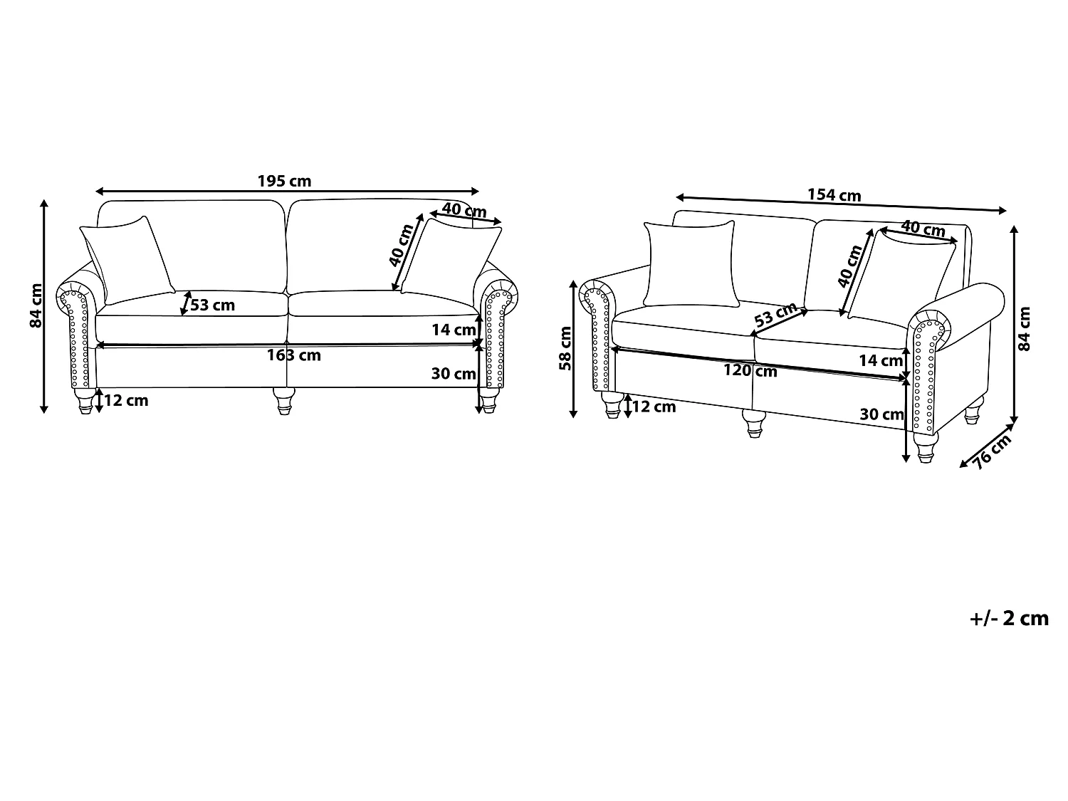 Ensemble de canapés 2 + 3 places en tissu gris clair OTRA II