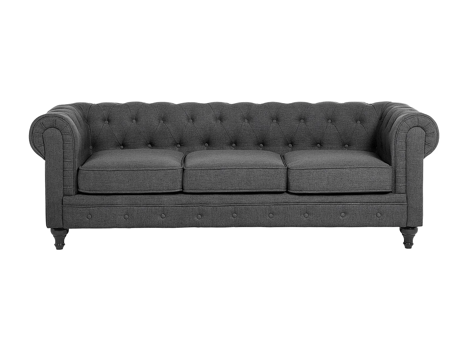 Ensemble de salon CHESTERFIELD Tissu Gris 4 places