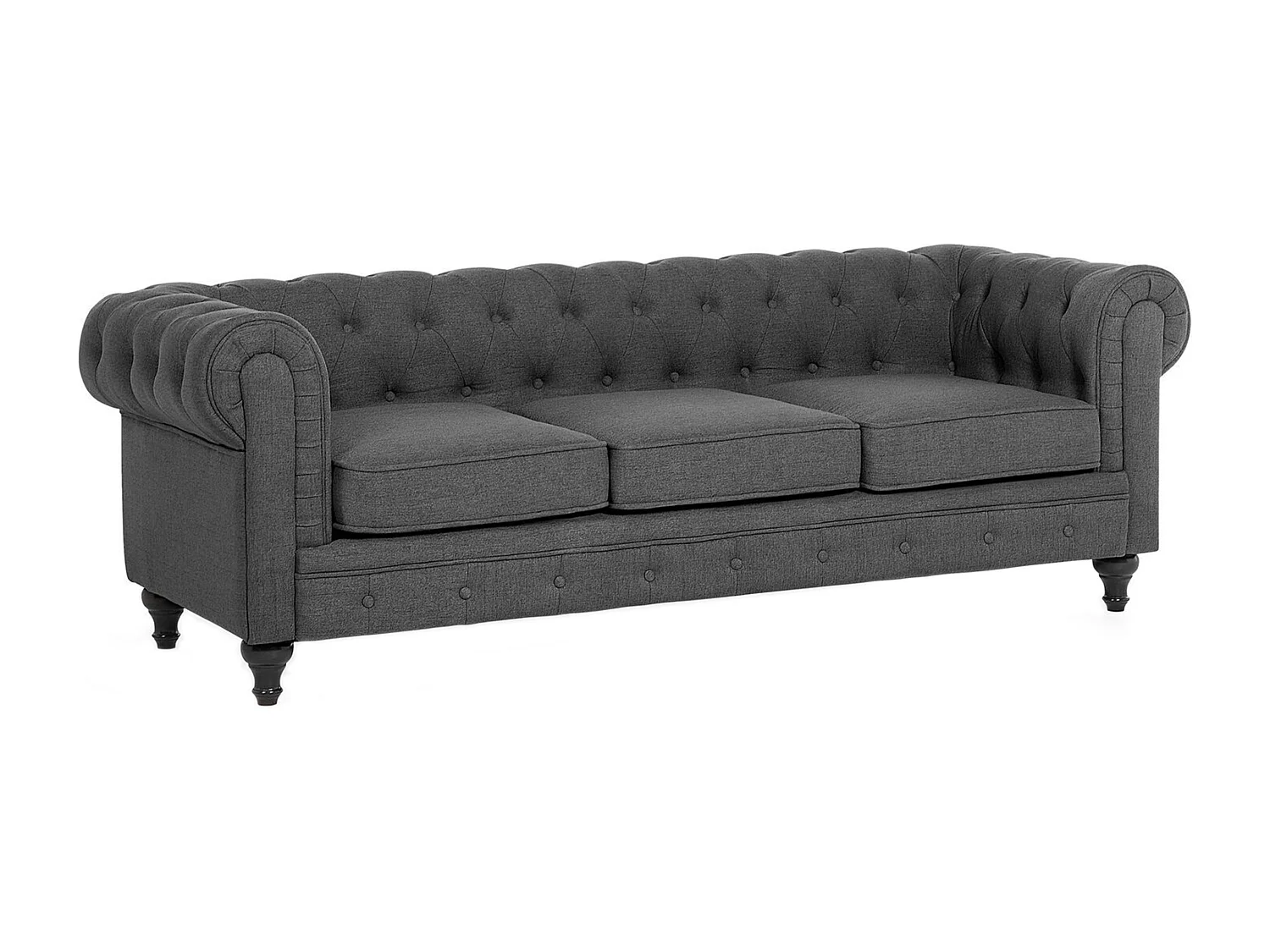Ensemble de salon CHESTERFIELD Tissu Gris 4 places