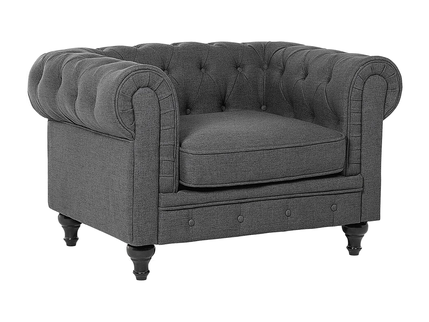 Ensemble de salon CHESTERFIELD Tissu Gris 4 places